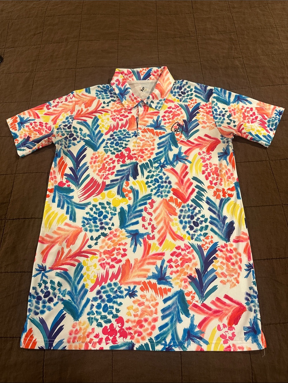 Colorful Tropical Print Polo